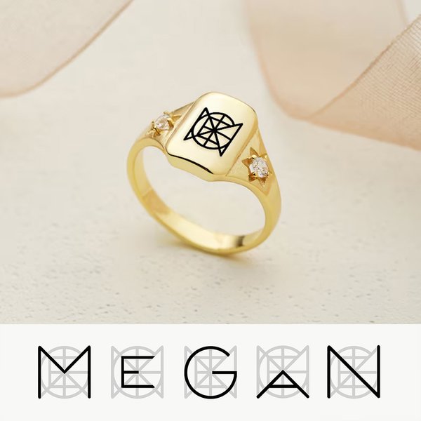 Personalised Unique Minimalist Monogram Name Logo Ring Dainty Jewellery Birthday Mother's Day Wedding Bridesmaid Shower Gift for Her