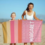 Personalized Colorful Oversized Quick Dry Striped Beach Towel with Name Summber Vacation Essentials Gift for Women Men
