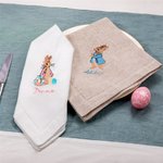 Personalised Cute Embroidered Name Peter Rabbit Linen Napkin Easter Table Decor Housewarming Gift for Family Friends