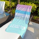 Personalized Colorful Oversized Quick Dry Striped Beach Towel with Name Summber Vacation Essentials Gift for Women Men