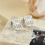 Personalized Police Badge Unisex Stud Earrings with Department and Number Police Day Birthday Appreciation Gift for Police Officer Family