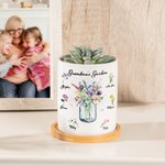 Personalized Mom's Garden 1-6 Birth Flowers Plant Pot with Drainage and Bamboo Base Housewarming Mother's Day Birthday Gift for Mom Grandma