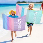 Personalized Colorful Oversized Quick Dry Striped Beach Towel with Name Summber Vacation Essentials Gift for Women Men