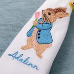 Personalised Cute Embroidered Name Peter Rabbit Linen Napkin Easter Table Decor Housewarming Gift for Family Friends