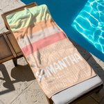 Personalized Colorful Oversized Quick Dry Striped Beach Towel with Name Summber Vacation Essentials Gift for Women Men