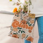 Sac en toile personnalisé réutilisable Boho avec nom Accessoires de voyage Cadeau de fête des mères Cadeau d'anniversaire pour femmes Filles