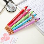 Personalized Multicolor EKG and Heart Design 5 Pcs 0.5mm 2-in-1 Stylus Touch Pen Set with Text and Card Nurse Week Gift for Medical Staff
