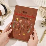 Personalized Heart Birth Flower Leather Lined Journal Notebook with 1-12 Names and 100 Pages Paper Mother's Day Birthday Gift for Mom Grandma