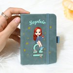 Gepersonaliseerd Cartoon PU Leren Taschennotitieboek met Naam Sterrenbeeld DIN A7 Inspiratie Reizenotities voor Vakantie Dagelijks naar School Cadeau