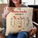Personalized Heart This Garden Belongs To 1-12 Birth Flowers Soft Throw Pillow Cover with Names Home Decor Birthday Mother's Day Gift for Mom Grandma