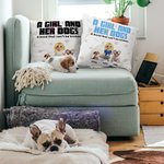 Personalized Unbreakable Bond 3D Cartoon Girl and Her Dogs Throw Pillow Cover with 1-5 Names Birthday Housewarming Gift for Dog Owners