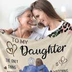 Personalized Leopard Print Mother and Daughter Back View Soft Throw Blanket with Names Birthday Mother's Day Anniversary Gift for Mom Daughter