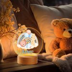Personalised Rainbow Balloon Baby Teddy Bear Name LED Night Light with Wooden Base Nursery Decor Baby Shower Birthday Gift for Kids