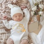 Personlig gull firkantet ramme navn giraff myk baby bodysuit mottakende teppe swaddle lue sett bursdag baby shower gave til nyfødte