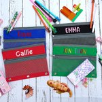 Personalisierte gestickten Namen Drei-Ring-Oxford-Gewebe Pencil Pouch für Binder Schreibwaren liefert zurück zu Schule Geschenk für Kinder