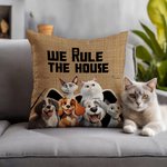 Personalized We Rule The House Cartoon Cat Dog Soft Throw Pillow Cover with 1-6 Pet Names Home Decor Birthday Housewarming Gift for Pet Lovers