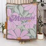 Personalized We Love You Colorful Floral Design Soft Throw Blanket with Tassels and 1-16 Kid's Names Mother's Day Birthday Gift for Mom Grandma