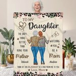 Personalized Leopard Print Mother and Daughter Back View Soft Throw Blanket with Names Birthday Mother's Day Anniversary Gift for Mom Daughter