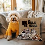 Personalized We Rule The House Cartoon Cat Dog Soft Throw Pillow Cover with 1-6 Pet Names Home Decor Birthday Housewarming Gift for Pet Lovers