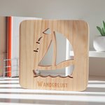 Barca a vela personalizzata Luce notturna a LED in legno con nome inciso Decorazione per la casa e la festa Regalo nautico creativo per gli amici amanti dell'oceano