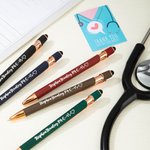 Personalized Multicolor EKG and Heart Design 5 Pcs 0.5mm 2-in-1 Stylus Touch Pen Set with Text and Card Nurse Week Gift for Medical Staff