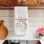 Personalized Mom's Garden Heart 1-12 Birth Flowers 100% Cotton Waffle Tea Towel with Names Kitchen Decor Birthday Mother's Day Gift for Mom Grandma