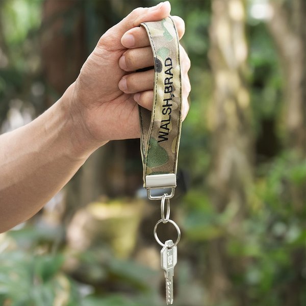 Personalised Camouflage Military Keychain with Embroidered Texts Veterans Day Birthday Gift for Soldier Military History Enthusiast