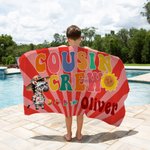 Personalized Cute Hawaiian Animal Design Cousin Crew Quick Dry Oversized Beach Towel with Name Summer Holiday Travel Essentials Gift for Family Kids