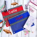Personalisierte gestickten Namen Drei-Ring-Oxford-Gewebe Pencil Pouch für Binder Schreibwaren liefert zurück zu Schule Geschenk für Kinder
