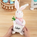 Conejito de Pascua de peluche de pie personalizado con nombre Cesta de Pascua Rellenos de Pascua Vacaciones Cumpleaños Regalo para niños