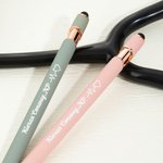 Personalized Multicolor EKG and Heart Design 5 Pcs 0.5mm 2-in-1 Stylus Touch Pen Set with Text and Card Nurse Week Gift for Medical Staff