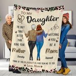 Personalized Leopard Print Mother and Daughter Back View Soft Throw Blanket with Names Birthday Mother's Day Anniversary Gift for Mom Daughter
