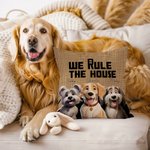 Personalized We Rule The House Cartoon Cat Dog Soft Throw Pillow Cover with 1-6 Pet Names Home Decor Birthday Housewarming Gift for Pet Lovers