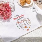 Personalized Mom's Garden Heart 1-12 Birth Flowers 100% Cotton Waffle Tea Towel with Names Kitchen Decor Birthday Mother's Day Gift for Mom Grandma