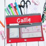 Personalisierte gestickten Namen Drei-Ring-Oxford-Gewebe Pencil Pouch für Binder Schreibwaren liefert zurück zu Schule Geschenk für Kinder