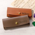 Personalised Concealed Button PU Leather Guitar Pick Holder with Name and 6 Slots Guitar Accessories Birthday Gift for Guitar Player Music Lover
