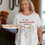Personalized Multicolor This Garden Belongs To 1-12 Birth Flowers T-shirt and Sweatshirt with Names Birthday Mother's Day Gift for Mom Grandma