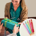 Personalized Multicolor EKG and Heart Design 5 Pcs 0.5mm 2-in-1 Stylus Touch Pen Set with Text and Card Nurse Week Gift for Medical Staff