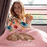 Personalized Cute Watercolor Bear Mom and Kids Floral Soft Throw Blanket with Name Birthday Mother's Day Anniversary Gift for Mom Grandma