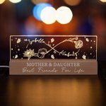 Personalized Line Birth Flower Infinity Design LED Night Light with Names and Text Mother's Day Home Decor Birthday Gift for Mom Grandma