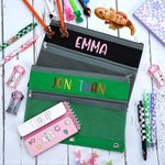 Personalisierte gestickten Namen Drei-Ring-Oxford-Gewebe Pencil Pouch für Binder Schreibwaren liefert zurück zu Schule Geschenk für Kinder