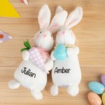 Conejito de Pascua de peluche de pie personalizado con nombre Cesta de Pascua Rellenos de Pascua Vacaciones Cumpleaños Regalo para niños