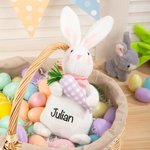 Conejito de Pascua de peluche de pie personalizado con nombre Cesta de Pascua Rellenos de Pascua Vacaciones Cumpleaños Regalo para niños