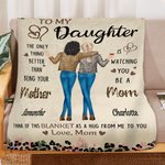 Personalized Leopard Print Mother and Daughter Back View Soft Throw Blanket with Names Birthday Mother's Day Anniversary Gift for Mom Daughter