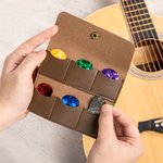 Personalised Concealed Button PU Leather Guitar Pick Holder with Name and 6 Slots Guitar Accessories Birthday Gift for Guitar Player Music Lover