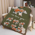 Personalized We Love You Retro Floral Bear Soft Throw Blanket with Name and Tassel Mother's Day Home Decor Birthday Gift for Family