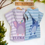 Toalla de playa personalizada suave y de secado rápido con capucha animalito lindo y nombre esenciales para vacaciones regalo de cumpleaños para niños