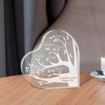 Plaque en Acrylique Personnalisée avec Noms et Textes Gravés Arbre Généalogique en Forme de Cœur Cadeau Anniversaire Fête de Pâques pour Grand-parents