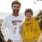 Personalised Best Pops Papa Ever Big and Small Footprints T-shirt Sweatshirt Hoodie with 2-11 Names Father's Day Gift for Dad Grandpa