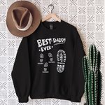Personalised Best Pops Papa Ever Big and Small Footprints T-shirt Sweatshirt Hoodie with 2-11 Names Father's Day Gift for Dad Grandpa